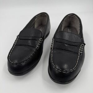 Rockport Womens Black Leather Work Shoes Top Shore Penny Loafer Steel Toe‎ 10W